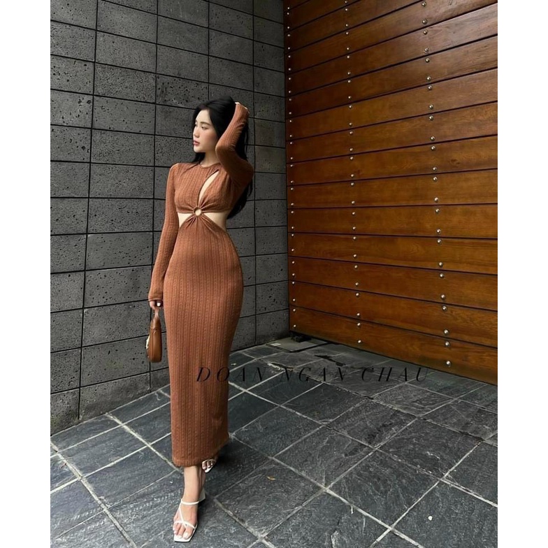 đầm tay dài body chất thun gân cut out 3 kiểu l