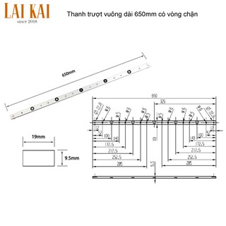 Thanh trượt nhôm 650mm 880mm