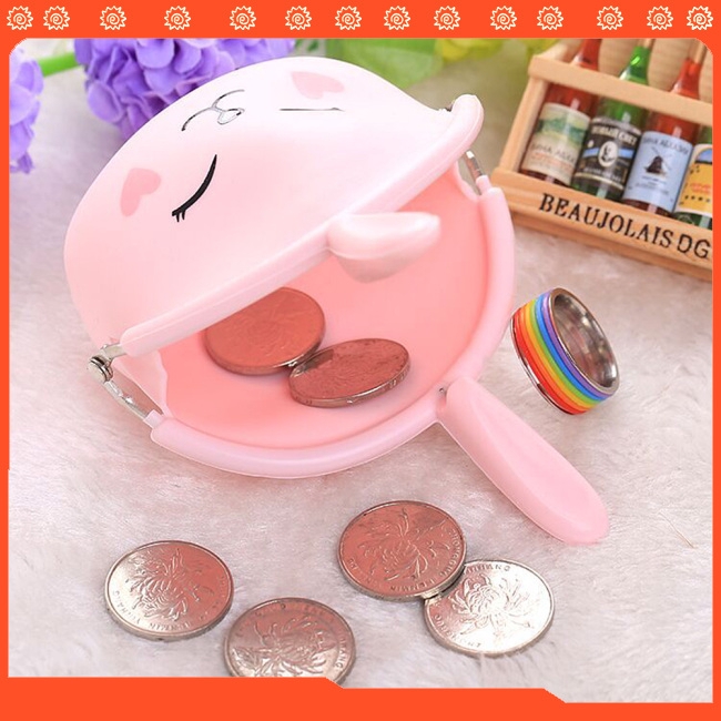 Fashion Cute Cartoon Rabbit Design Coin Purse Zipper Silicone Wallet Small Key Card Bag