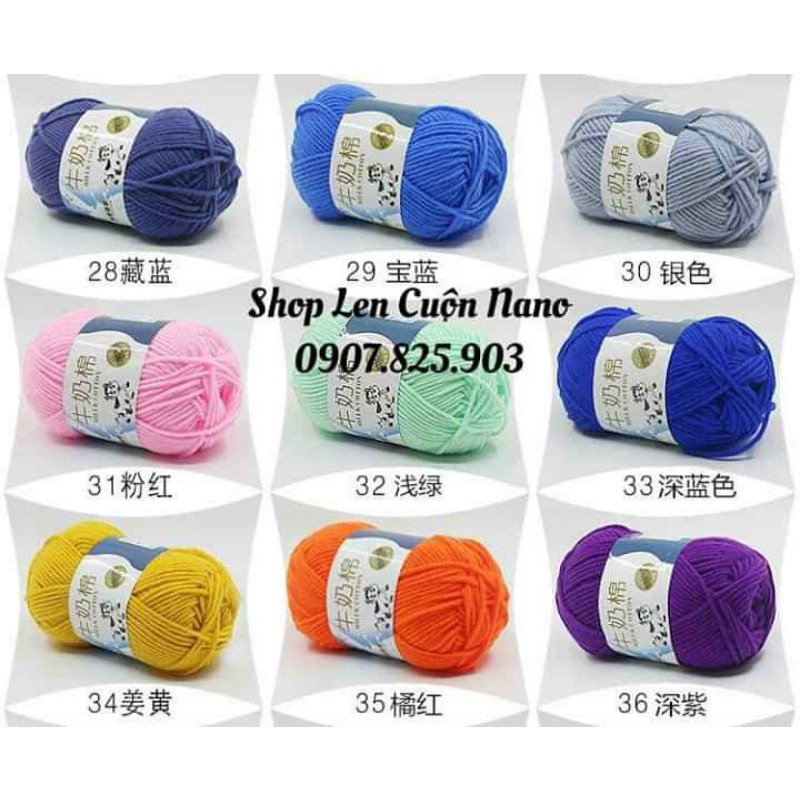 Combo  10c cuộn len  milk bò màu ngẫu nhiên