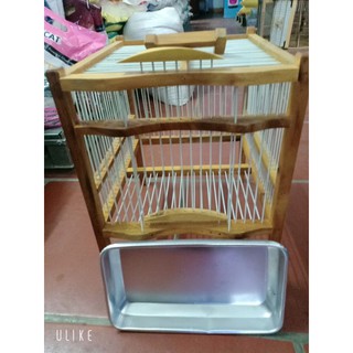 Lồng tắm cho  chim các loại kèm theo khay tắm nhôm 28x30x33cm - Lồng Tắm Chim Màu vàng