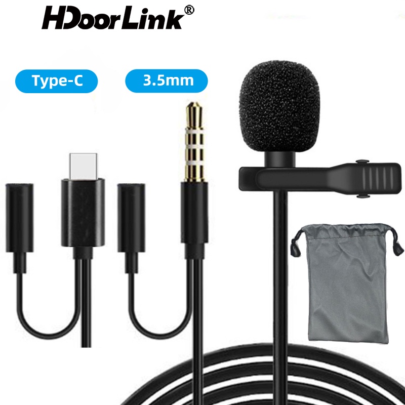 Micro HdoorLink nhỏ gọn cao cấp có kẹp gắn với chuôi cắm 3.5mm Type C dành cho IProduct Pad Android laptop máy tính