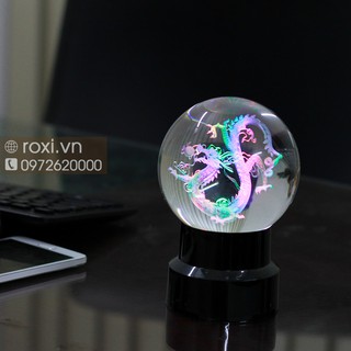 Quả cầu pha lê khắc rồng 3D -10cm