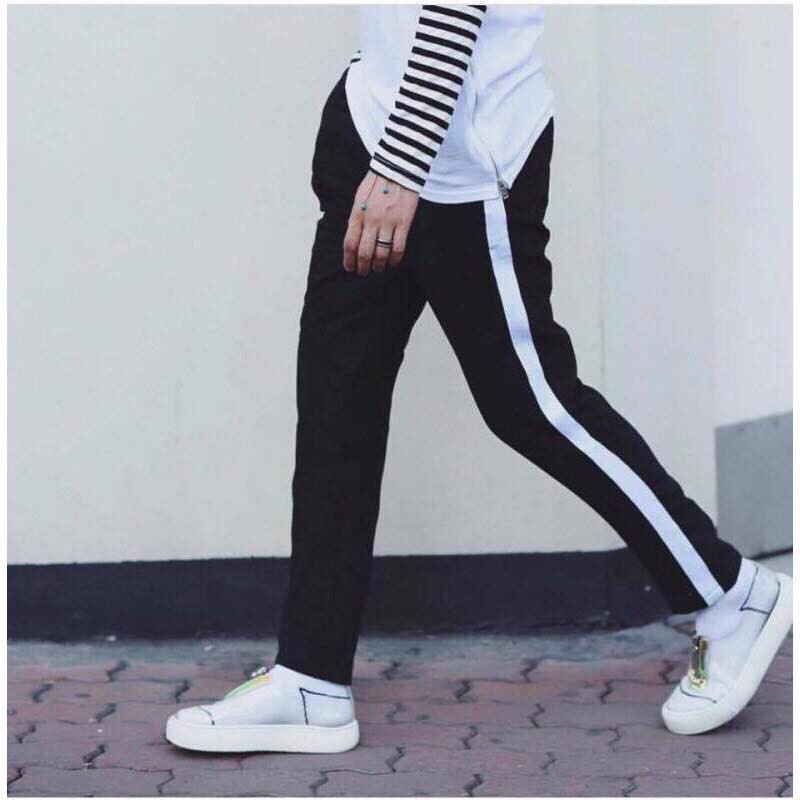 Quần Jogger Đen 1 sọc trắng (ống suông) | BigBuy360 - bigbuy360.vn