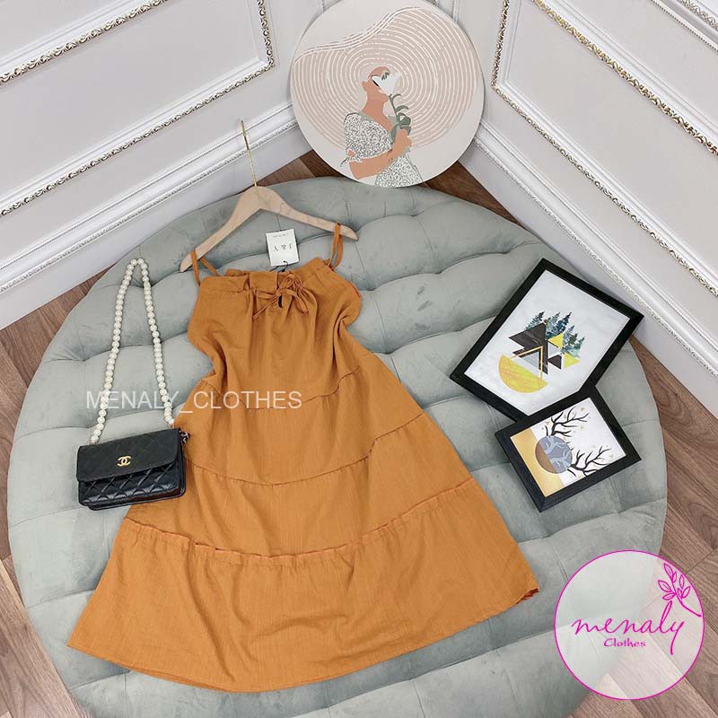 Váy 2 dây dáng xuông, mẫu váy cổ yếm hở vai thích hợp đi biển, đi chơi, mặc trong áo blazer đều đẹp -V04 | BigBuy360 - bigbuy360.vn