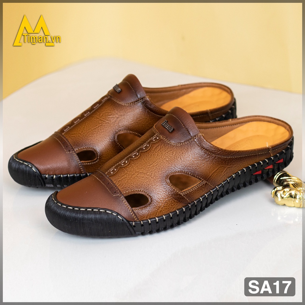 Giày sabo giày da nam da thật chính hãng TIMAN SA17 bền bỉ êm chân sang trọng bảo hành 5 năm