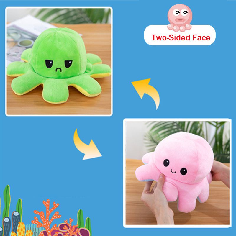20/30/40cm lovely Double-Sided Flip Reversible Octopus Plush Toy Marine Stuffed Doll kid gift