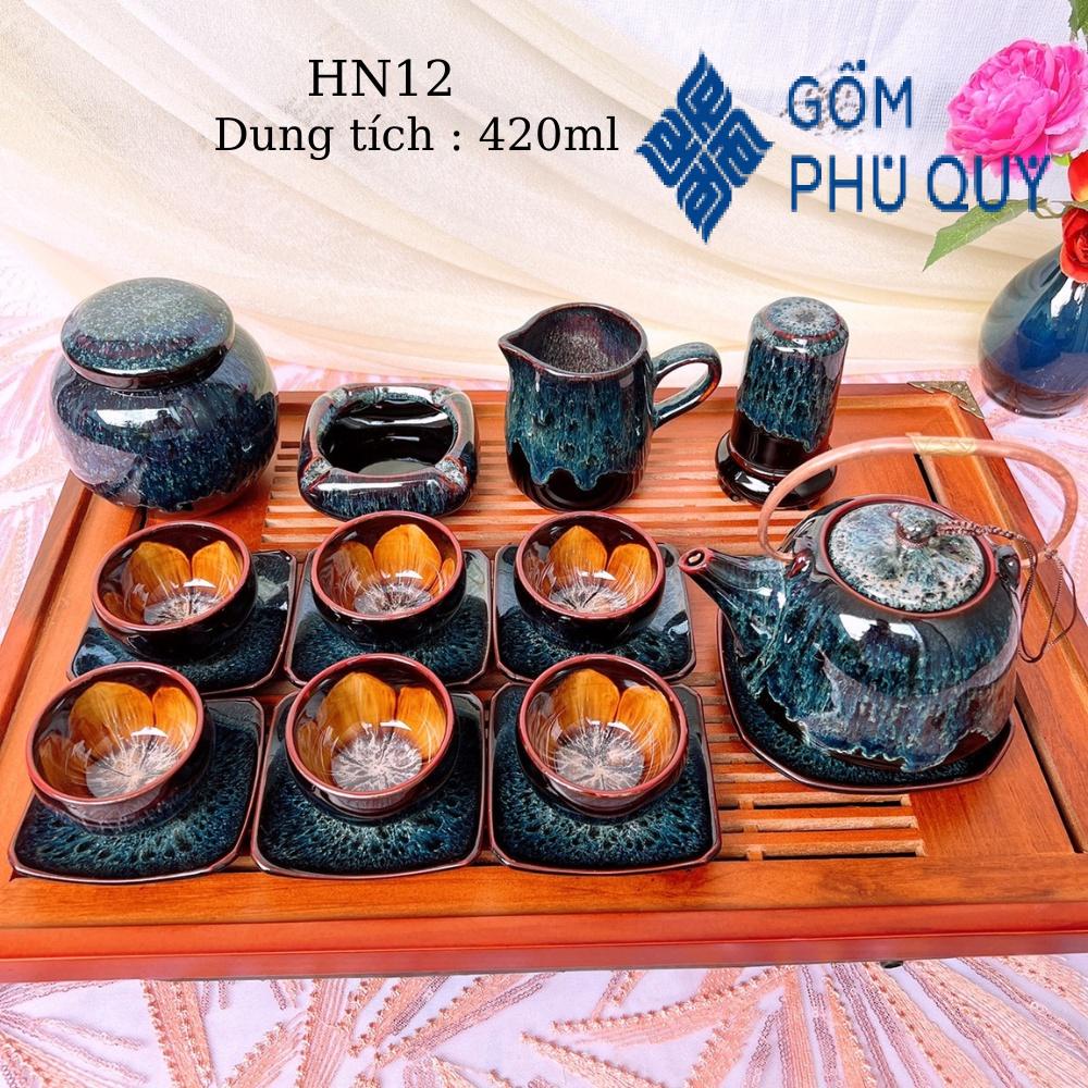 Bộ Ấm Chén Uống Trà ⚱ Ấm Trà Nầm S2 Cẩm Lai Xanh ⚱ Gốm Sứ Bát Tràng Gomphuquy Hn12
