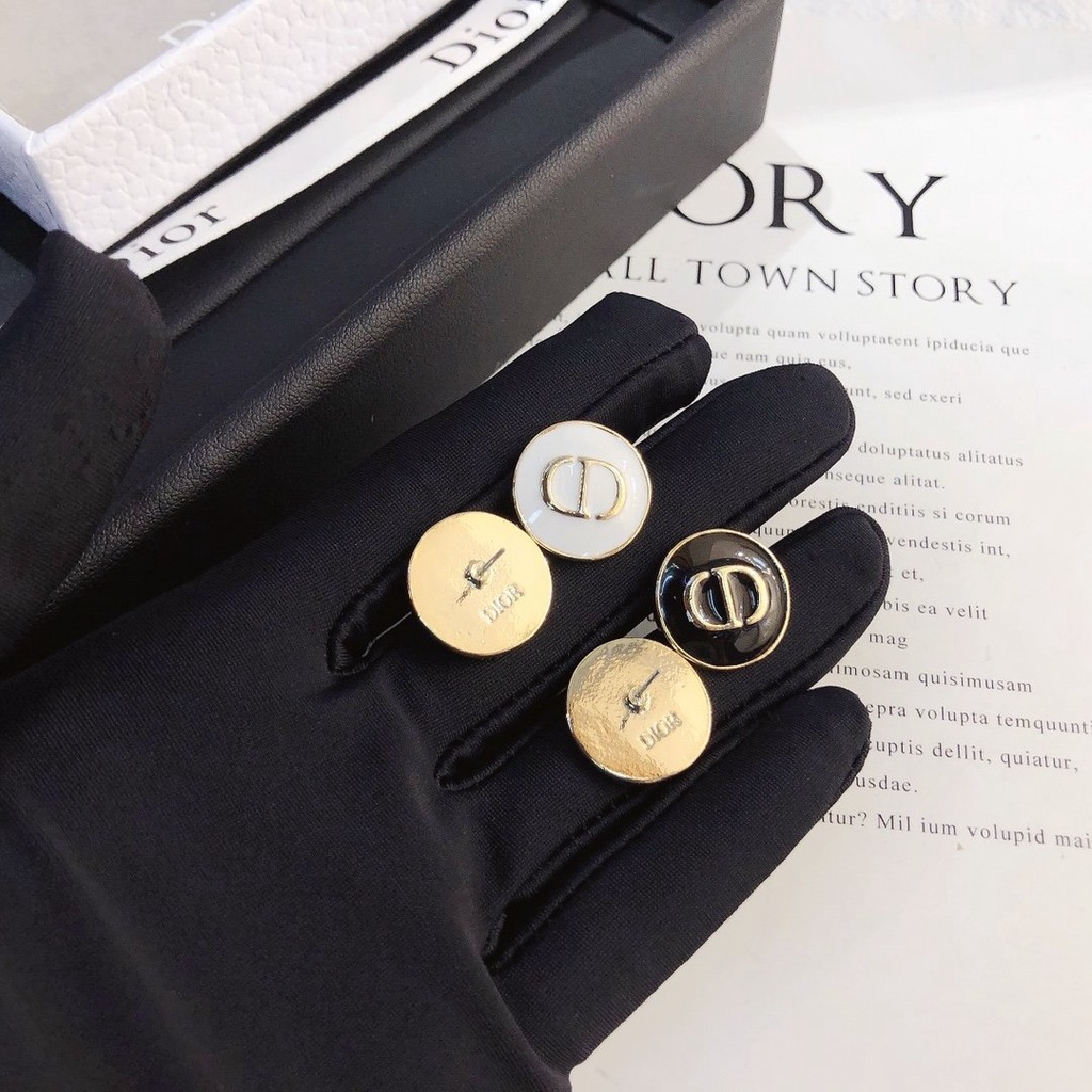 Khuyên Tai Tròn Khắc Chữ Dior Bằng Thép Titanium Thời Trang Cho Nữ