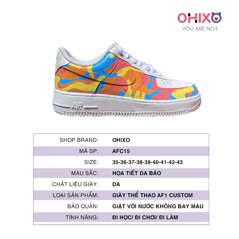 Giày Custom AF1 Thể Thao Nữ Sneaker Hàn Quốc Chất Đẹp Đế Bằng OHIXO AFC15