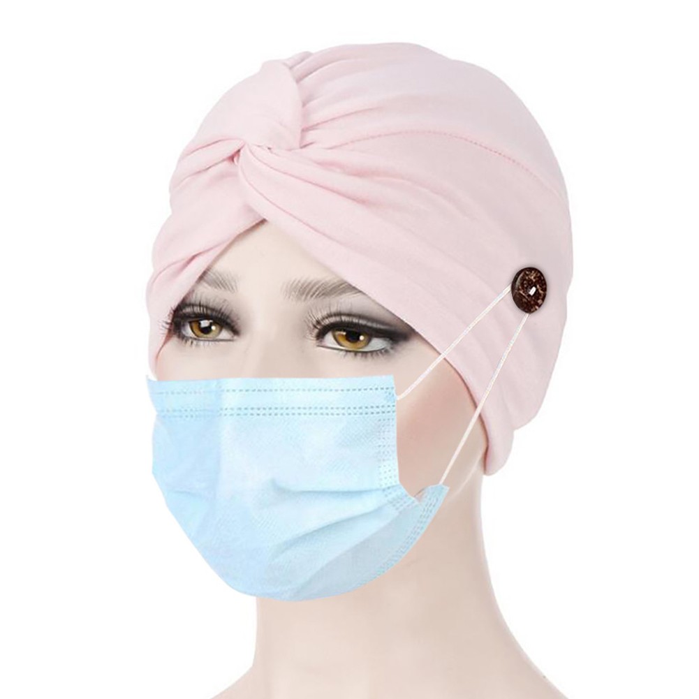 Mũ Beanie Mềm Thắt Nút Chéo Màu Trơn Thời Trang Cho Phụ Nữ Hồi Giáo