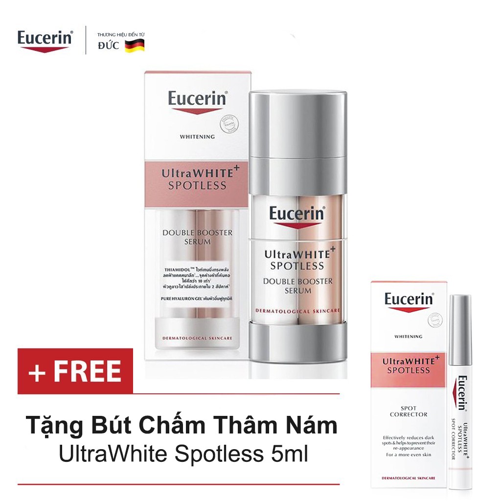 Tinh chất giảm thâm nám và dưỡng trắng da Eucerin UltraWHITE+ Spotless Double Booster Serum 30ml Tặng Bút chấm Thâm Nám