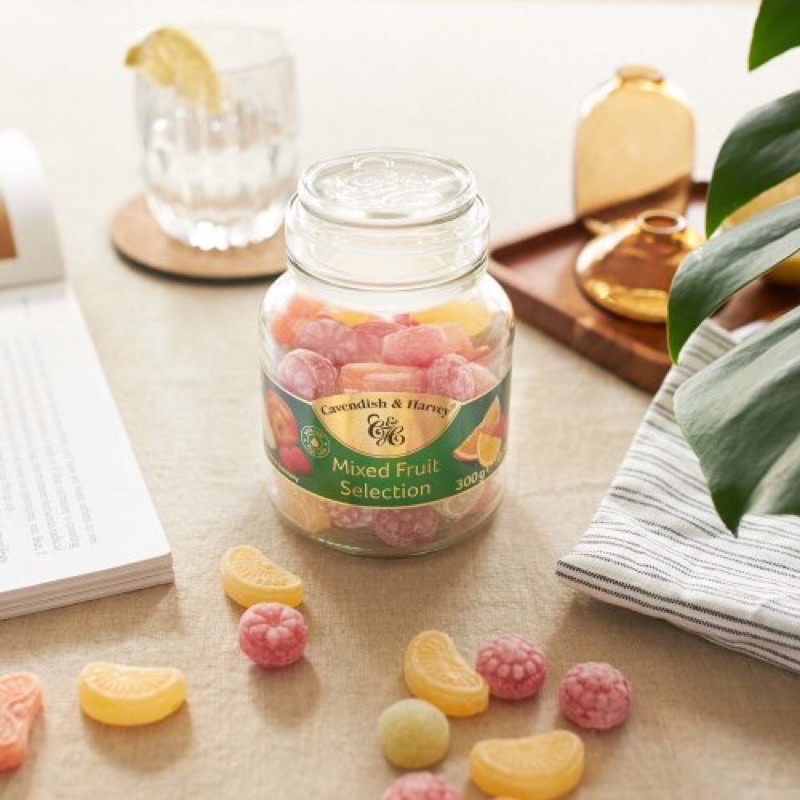 KẸO TRÁI CÂY CAVENDISH HARVEY MIX VỊ TRÁI CÂY HŨ THUỶ TINH 300g