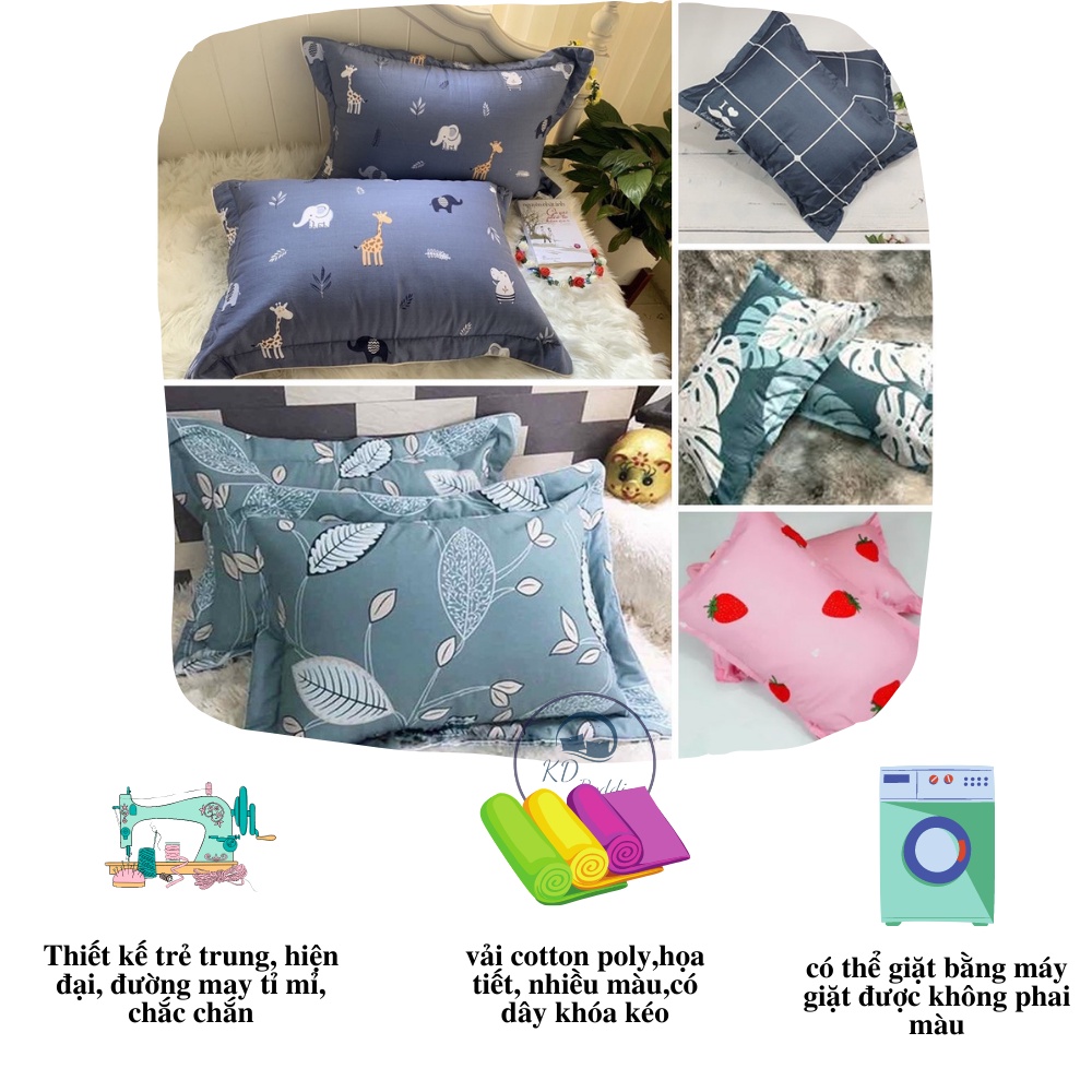 Vỏ gối nằm, áo gối nằm Cotton không chống thấm đẹp  KD BEDDING kích thước 45x65 nhiều mẫu | BigBuy360 - bigbuy360.vn