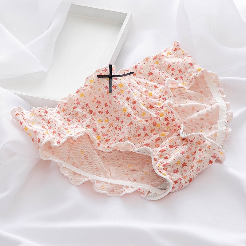Quần lót cotton thông hơi cao cấp bánh bèo dễ thương hoa nhí