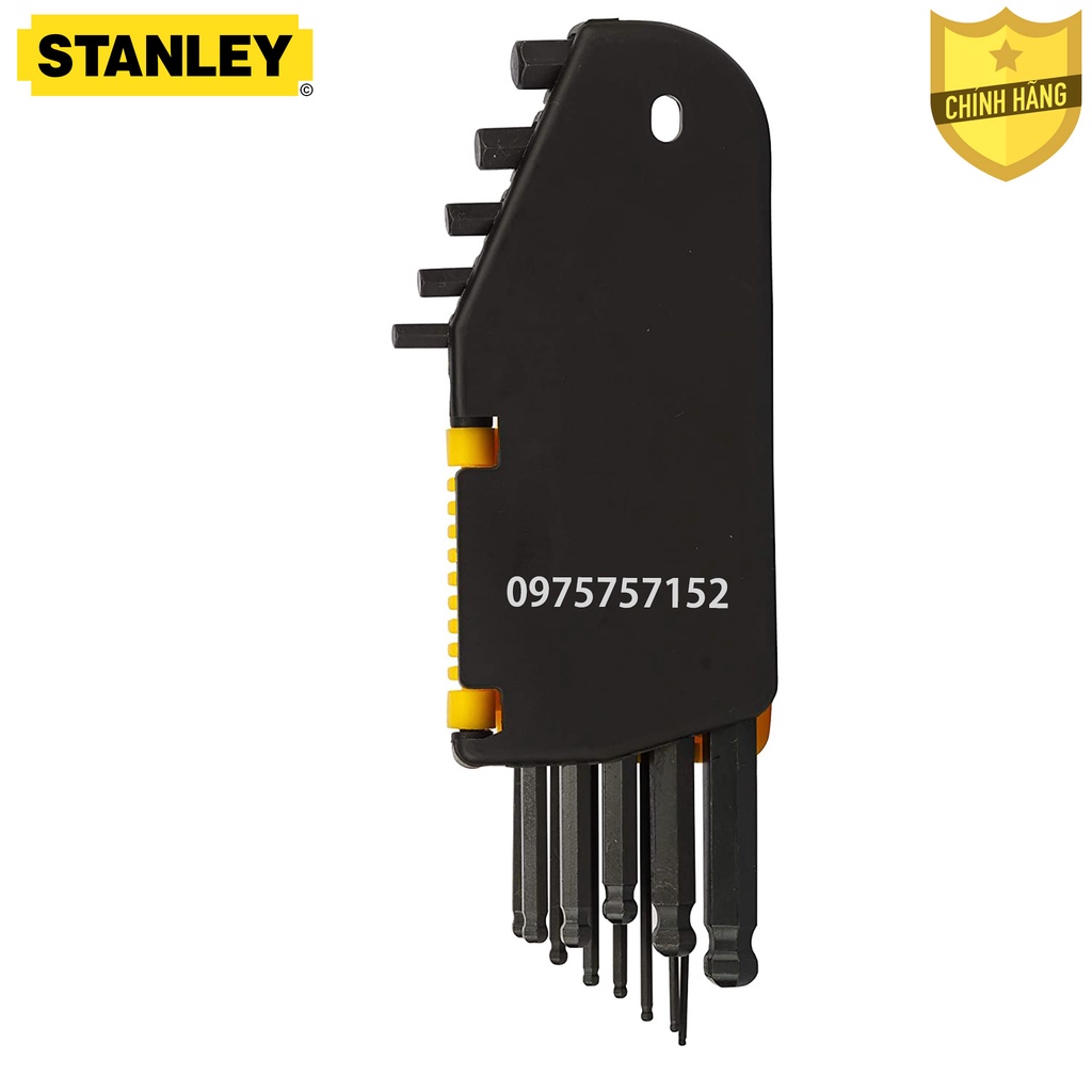 Bộ lục giác bi hệ inch 12 chi tiết chính hãng STANLEY 69-257 1/16&quot; 3/8&quot; bộ khóa lục giác đầu bi thân dài thép siêu cứng