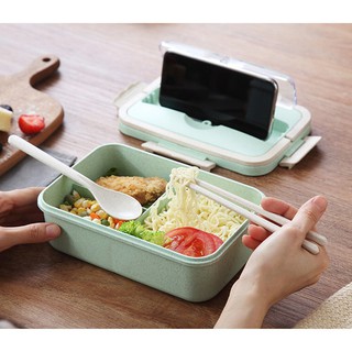 HỘP CƠM LÀM BẰNG CHẤT LIỆU LÚA MẠCH CAO CẤP VỚI THIẾT KẾ CÓ GIÁ ĐỠ ĐIỆN THOẠI TIỆN LỢI - GIỮ NHIỆT TỪ 8 ĐẾN 10 TIẾNG