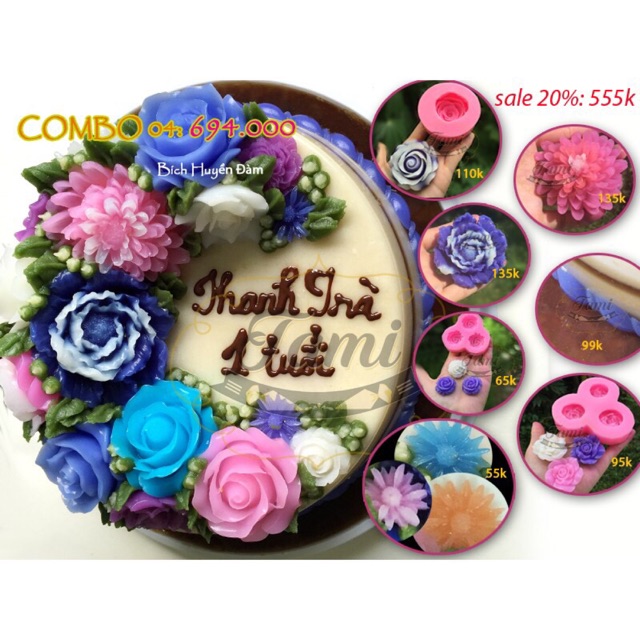 Combo 6 Khuôn silicon dụng cụ làm bánh thạch 4D Mã CB4H05