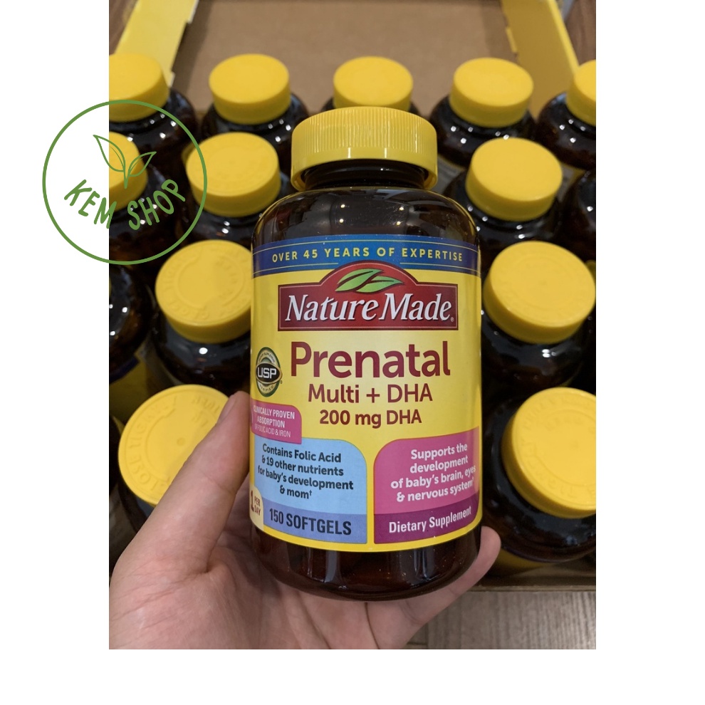 [CAM KẾT CHÍNH HÃNG] Vitamin tổng hợp cho bà bầu Mỹ Nature Made Prenatal Multi DHA 150 viên, Bổ bầu mỹ Prenatal số 1 Mỹ