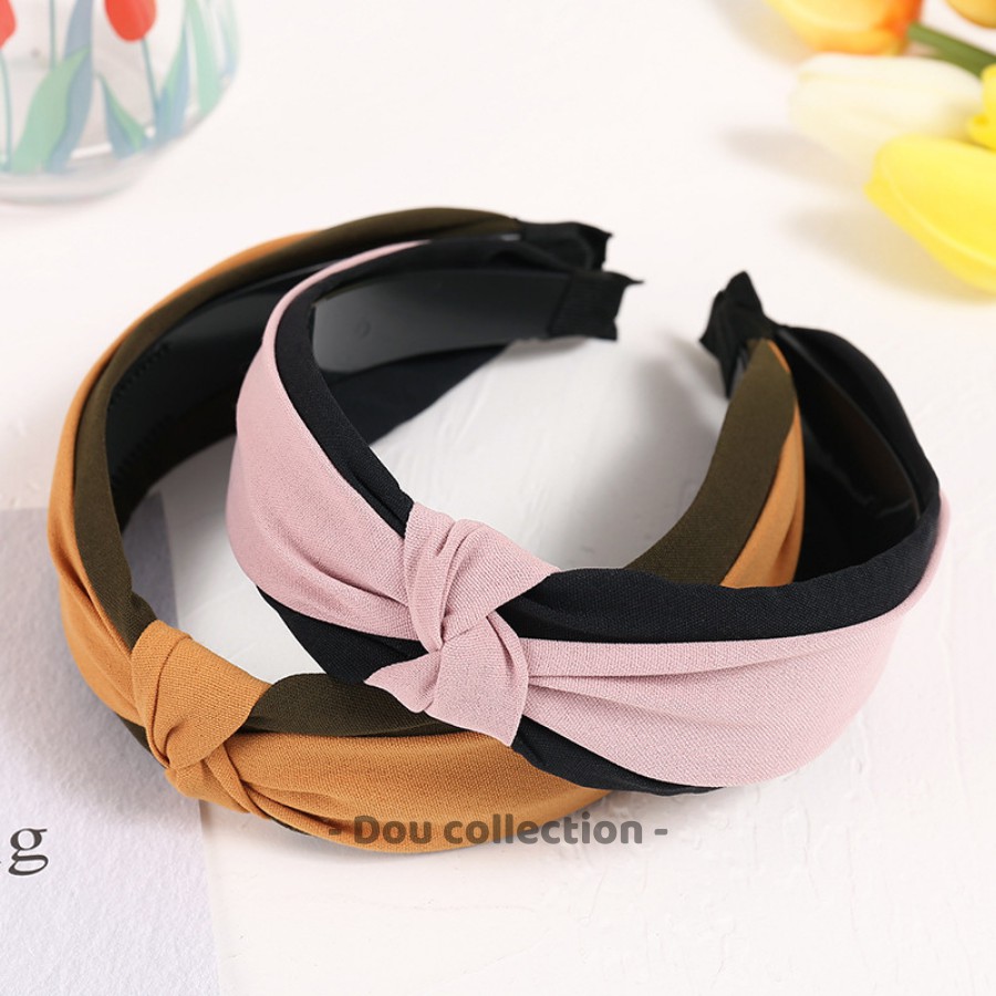[Nowship2h] Cài Tóc (Bờm Tóc) Băng Đô Bảng To Thắt Nút Gọng Nhựa Phối 2 Màu Phong Cách Hàn Quốc - Mã CT010