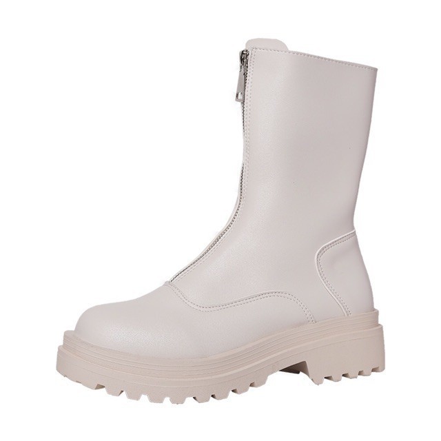 [Sẵn] Giày Boots nữ cổ ngắn ulzzang khoá trước da mềm đế cao 5cm