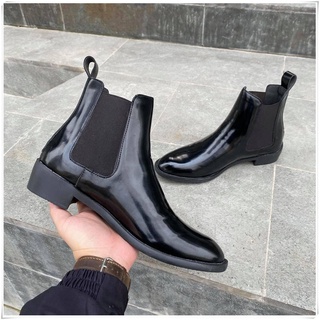 Chelsea Boots Da Bóng Đế Cao 4cm