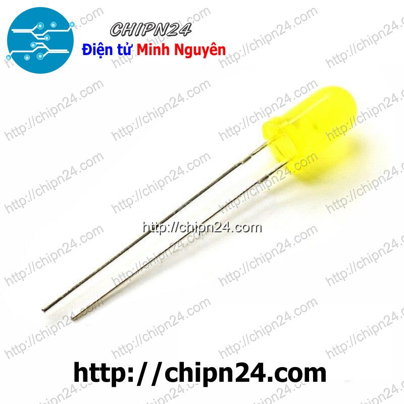 [50 CON] Led 5mm Vỏ đục Màu ra màu VÀNG