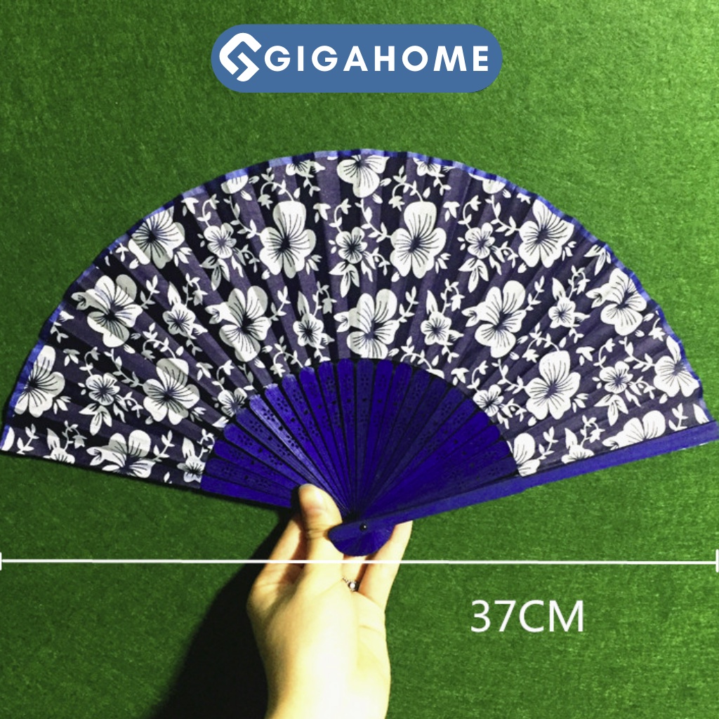 Quạt Vải Lụa Cầm Tay Cổ Trang Trung Hoa GIGAHOME Họa Tiết Đẹp Mắt 5990