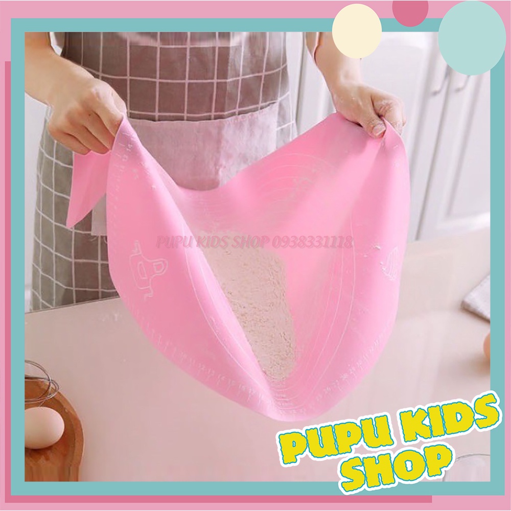 Thớt Nhựa Silicon Dẻo Có Chia Vạch Chuyên Dụng Nhồi Bột Làm Bánh Size Lớn 50*40cm