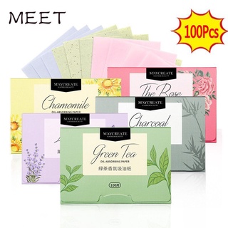 100pcs Natural Green Tea Oil Absorbing Tissues /Premium Face Oil Blotting Paper /Oil Control Film /Soft Face Blotting Paper Stay Skin Fresh and Smooth for Facial Skin Care & Make