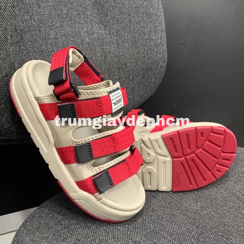 Giày Sandal Vento Nữ NV1001 - 3 quai màu đỏ phối be