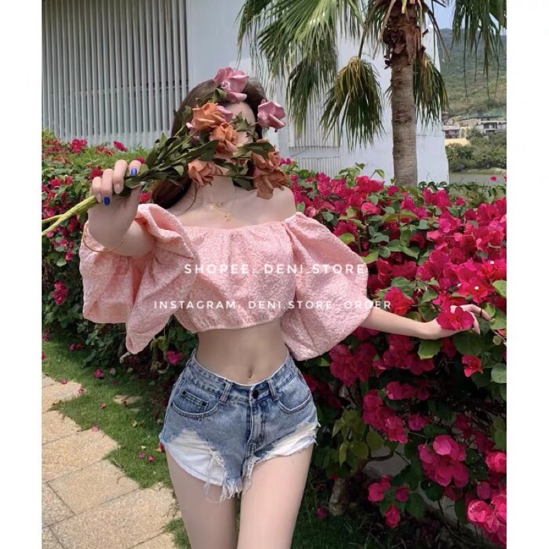 Áo trễ vai hồng pastel điệu đà nữ tính 🌸🌸🌸