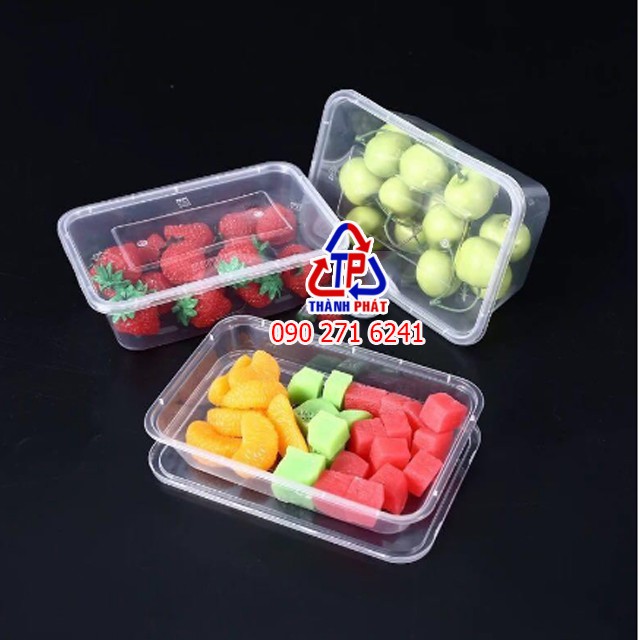 50 Hộp chữ nhật trong đựng thức ăn chân gà sả tắc - rau câu