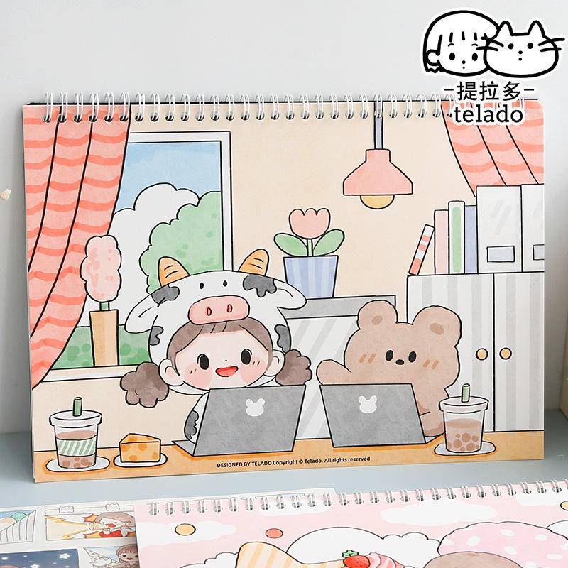 ⭐ iLado ⭐ telado Thỏ kem  A5/B5 sổ tay tài khoản tay sáng tạo dễ thương vở kẻ ngang sổ ghi chép notebook  sổ ghi chép sổ tay ghi chép vở lò xo kẻ ngang sổ lò xo kẻ ngang marker học văn phòng phẩm sổ ghi chú sticker tập vở
