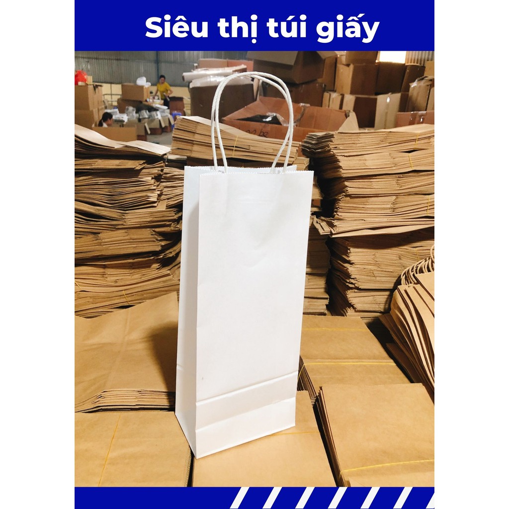 Túi giấy xi măng - túi giấy Kraft có quai giá nhà máy sản xuất (Ảnh thật shop tự chụp)