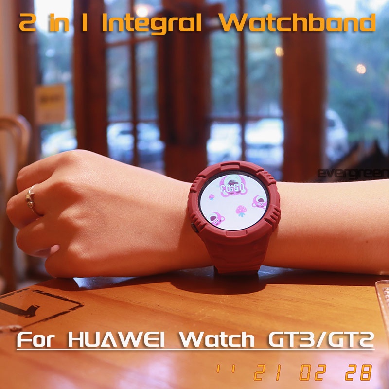 Dây Đeo Thay Thế Bằng Silicone TPU Cho Đồng Hồ HUAWEI Watch GT3 GT2 46mm 42mm Kèm Vỏ Bảo Vệ Ốp
