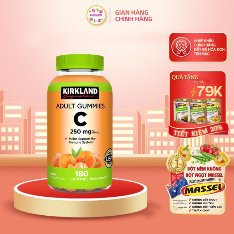 kẹo dẻo bổ sung vitamin c krkland adult gummies c 250mg 180 viên Healthy care quatangme