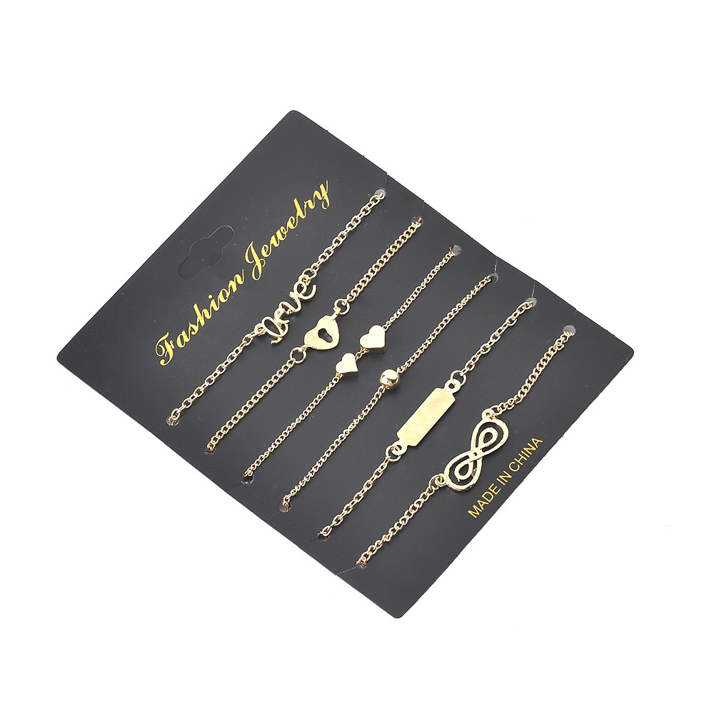 Set 5/6 vòng tay nhiều mặt khác nhau bằng hợp kim đính đá cho nữ
