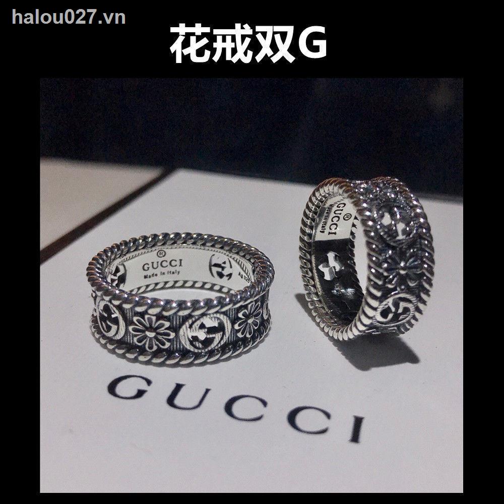 Nhẫn Đôi Khắc Chữ Gucci Mạ Bạc 925 Không Phai Chất Lượng Cao