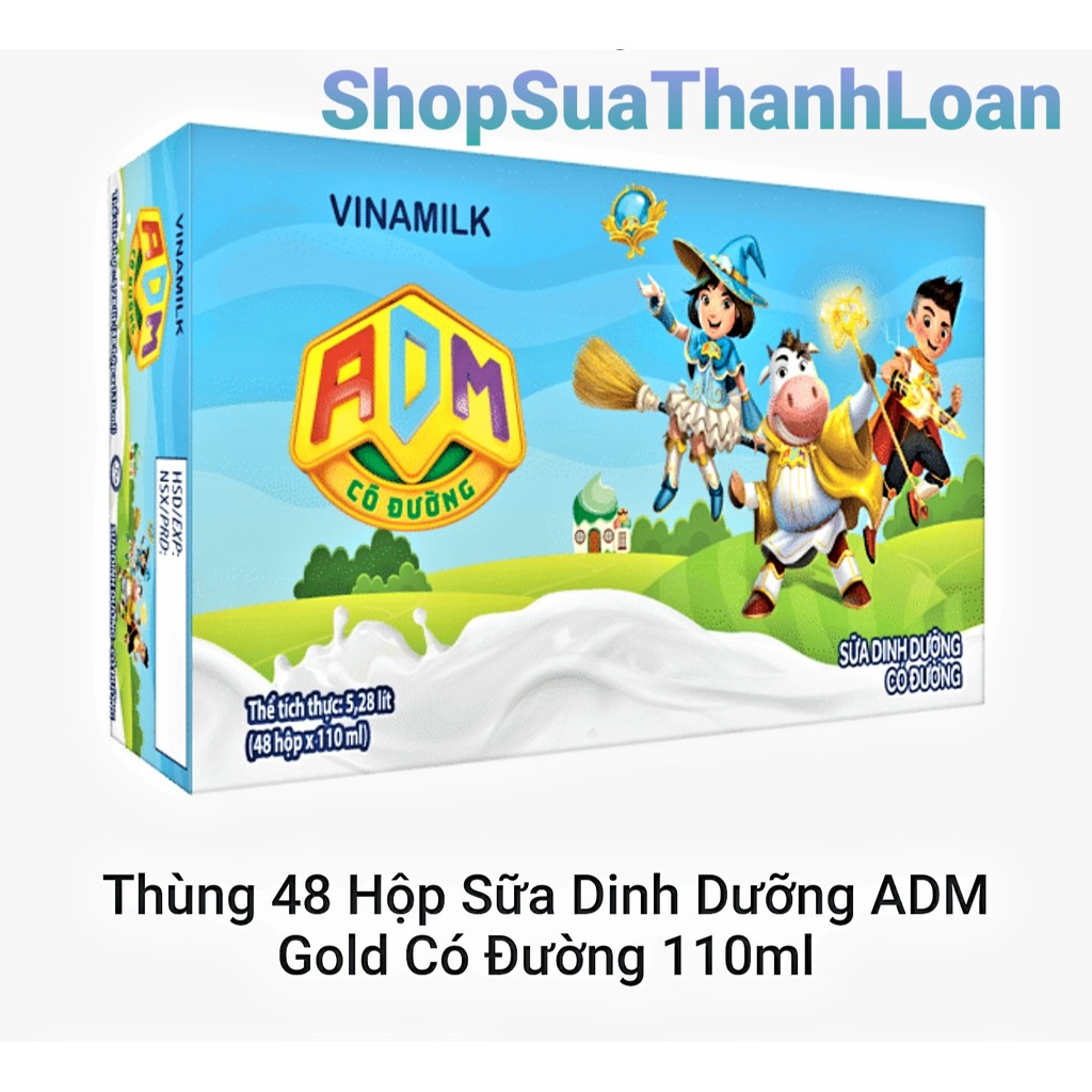 [HSD T10-2021] Thùng 48 Hộp Sữa Dinh Dưỡng ADM GOLD Có Đường 110ML {BB KM}