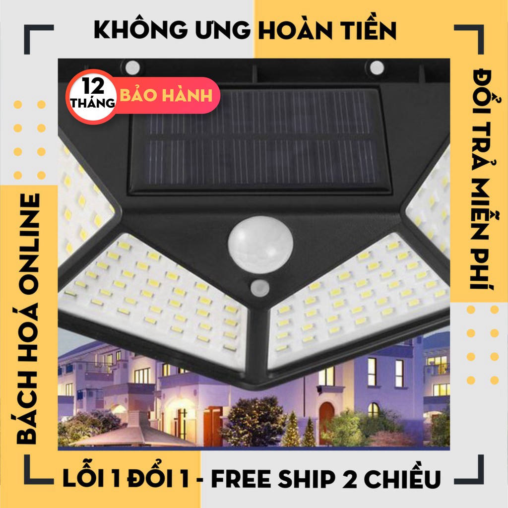 [Hàng Loại 1] Đèn năng lượng mặt trời solar 100 led siêu sáng cảm biến ánh sáng và chuyển động