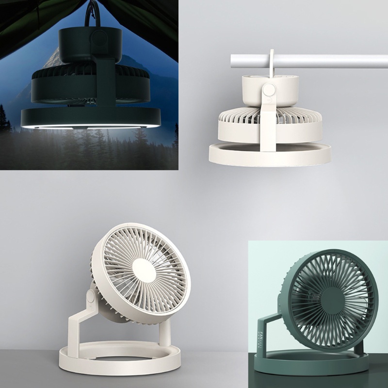 Quạt Cắm Trại 8000mah 3 Tốc Độ Kèm Đèn Led Và Sạc Usb Tiện Dụng