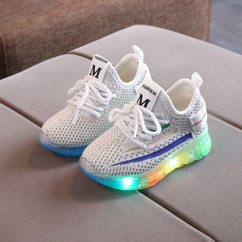 Bobora Giày Thể Thao Yeezy Thoáng Khí Có Đèn Thời Trang Mùa Thu Cho Bé