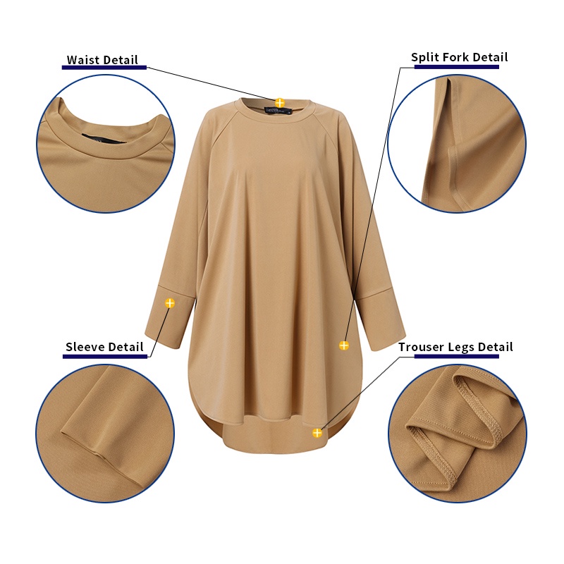 Áo cánh dơi ZANZEA tay lửng 3/4 màu trơn phong cách Hàn Quốc dành cho nữ