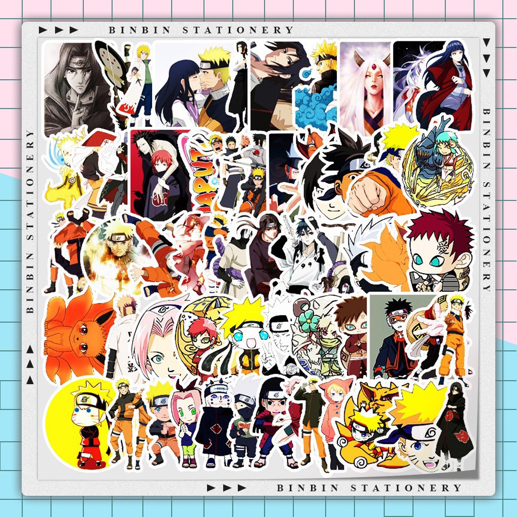 Bộ Sticker hoạt hình Naruto cực ngầu dán trang trí laptop, mũ bảo hiểm, vali, xe tay ga, ván trượt
