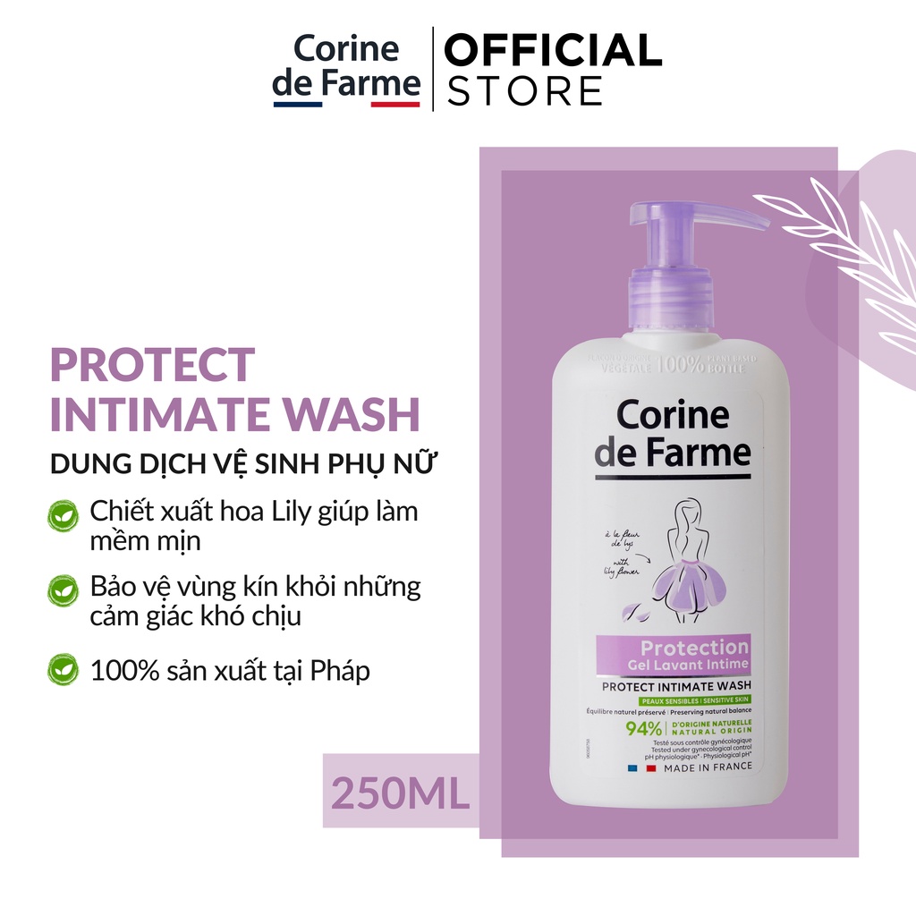 Gel Vệ Sinh Phụ Nữ Corine de Farme Intimate Gel Protect 250ml