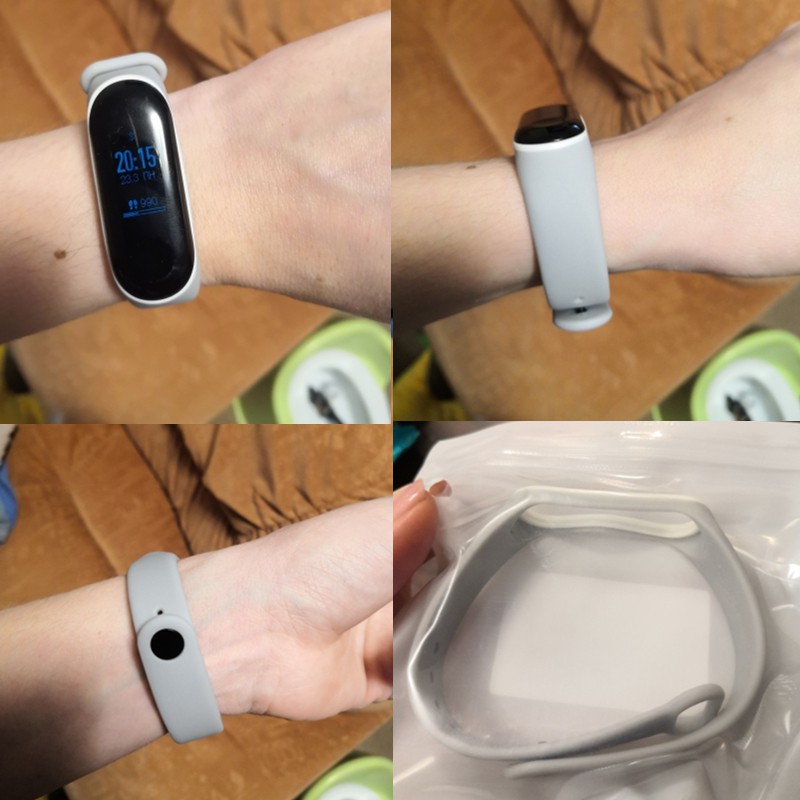 Dây đồng hồ bằng silicon thay thế hai màu trơn tùy chọn cho Xiaomi mi band 4 3