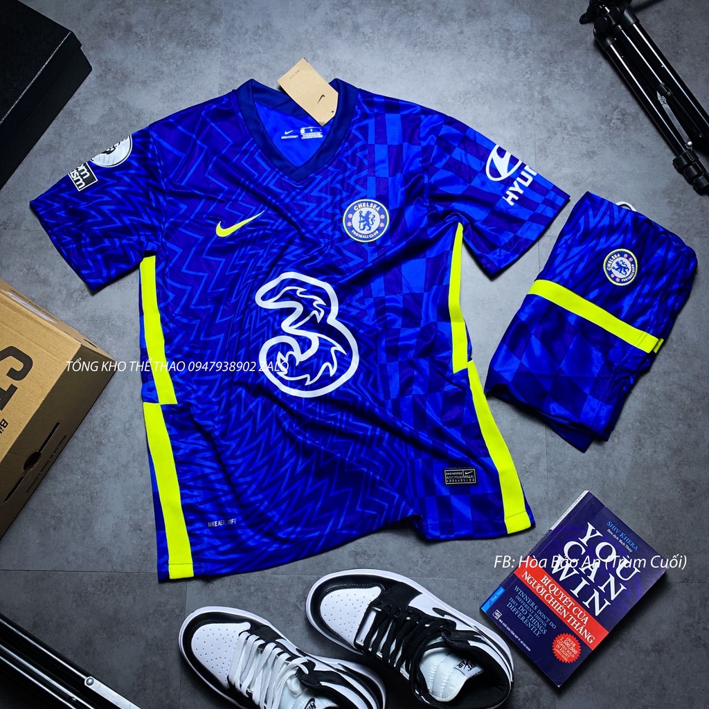 Set Bộ Thể Thao CLB Chelsea Sân Nhà Màu Xanh mùa giải 2021/22 - Vải Thái Chuẩn Áo Đá Banh Thi Đấu