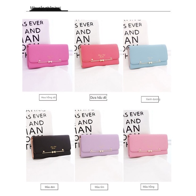 【Spot Free Transport】Women's Long Wallet2021Women's New Japanese and Korean Partysu Bow Student Clutch Mobile Phone Bag
