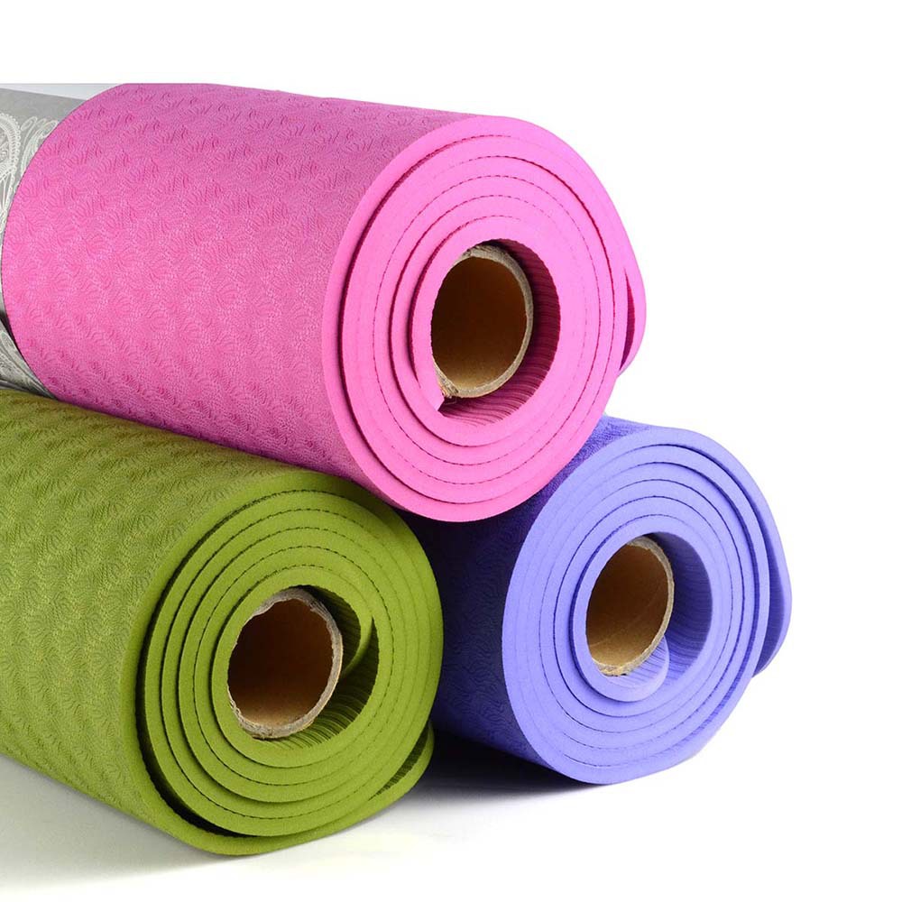 Thảm Yoga Định Tuyến Cao Cấp Dày 6mm, 8mm, Thảm Tập Yoga Gym TPE Loại 1 Chống Trơn Trượt (Tặng Túi Xị